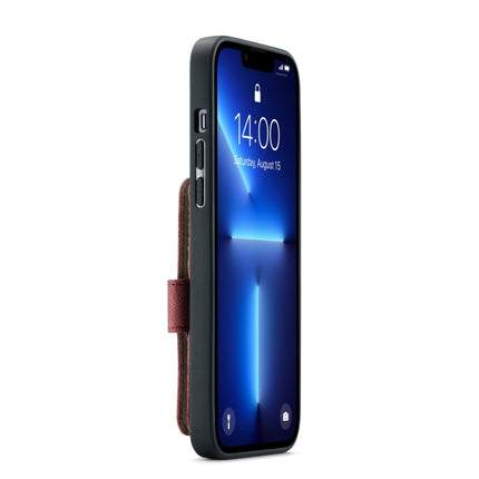 JEEHOOD Anti-theft Brush Magnetic PU + TPU Protective Case with Card Slot For iPhone 13 Pro(Red)-garmade.com