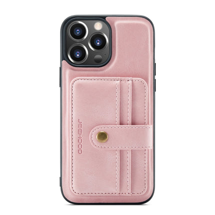 JEEHOOD Anti-theft Brush Magnetic PU + TPU Protective Case with Card Slot For iPhone 13 Pro(Pink)-garmade.com