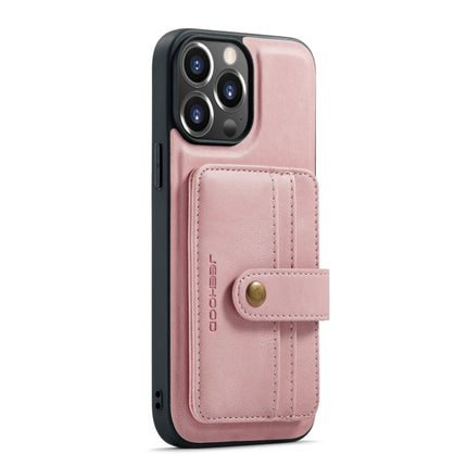 JEEHOOD Anti-theft Brush Magnetic PU + TPU Protective Case with Card Slot For iPhone 13 Pro(Pink)-garmade.com