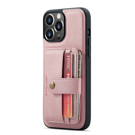 JEEHOOD Anti-theft Brush Magnetic PU + TPU Protective Case with Card Slot For iPhone 13 Pro(Pink)-garmade.com