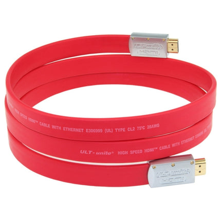 ULT-unite 4K Ultra HD Gold-plated HDMI to HDMI Flat Cable, Cable Length:1.5m(Red)-garmade.com