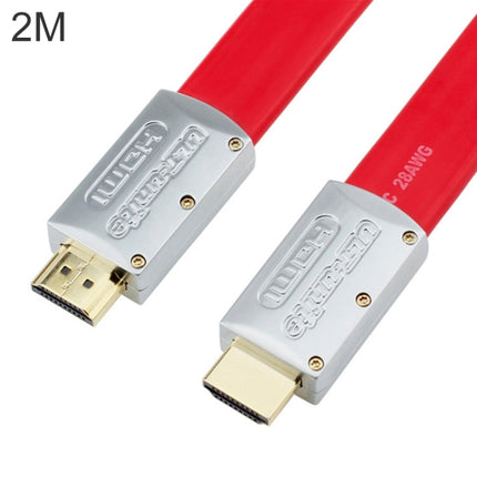 ULT-unite 4K Ultra HD Gold-plated HDMI to HDMI Flat Cable, Cable Length:2m(Red)-garmade.com