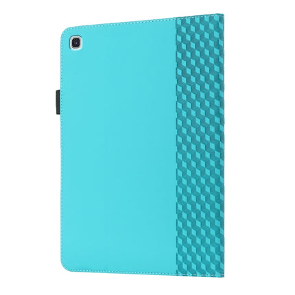 For Samsung Galaxy Tab S6 Lite SM-P610/T615 Rhombus Skin Feel Horizontal Flip Tablet Leather Case with Card Slots & Holder(Lake Blue)-garmade.com