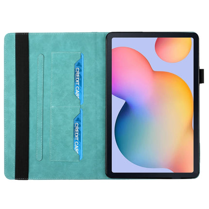 For Samsung Galaxy Tab S6 Lite SM-P610/T615 Rhombus Skin Feel Horizontal Flip Tablet Leather Case with Card Slots & Holder(Lake Blue)-garmade.com