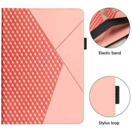For Samsung Galaxy Tab S6 Lite SM-P610/T615 Rhombus Skin Feel Horizontal Flip Tablet Leather Case with Card Slots & Holder(Rose Gold)-garmade.com