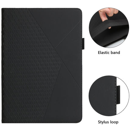 For Samsung Galaxy Tab S6 Lite SM-P610/T615 Rhombus Skin Feel Horizontal Flip Tablet Leather Case with Card Slots & Holder(Black)-garmade.com