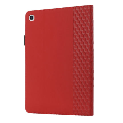 For Samsung Galaxy Tab S6 Lite SM-P610/T615 Rhombus Skin Feel Horizontal Flip Tablet Leather Case with Card Slots & Holder(Red)-garmade.com