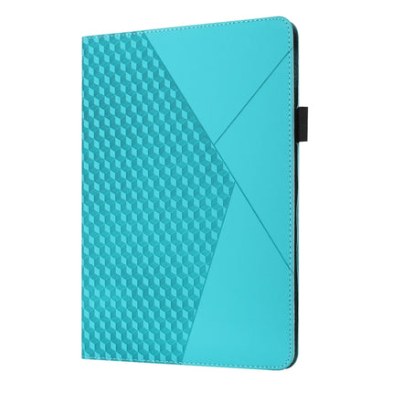 For Samsung Galaxy Tab A7 Lite 8.7 T220/T225 Rhombus Skin Feel Horizontal Flip Tablet Leather Case with Card Slots & Holder(Lake Blue)-garmade.com