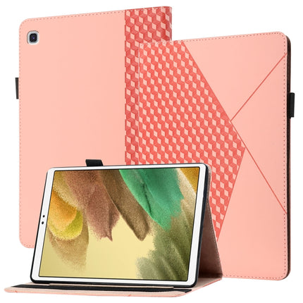 For Samsung Galaxy Tab A7 Lite 8.7 T220/T225 Rhombus Skin Feel Horizontal Flip Tablet Leather Case with Card Slots & Holder(Rose Gold)-garmade.com