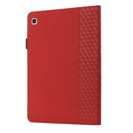 For Samsung Galaxy Tab A7 Lite 8.7 T220/T225 Rhombus Skin Feel Horizontal Flip Tablet Leather Case with Card Slots & Holder(Red)-garmade.com