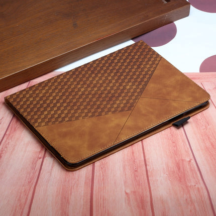 For Samsung Tab A 8.0 2019 T290/T295/T297 Rhombus Skin Feel Horizontal Flip Tablet Leather Case with Card Slots & Holder(Brown)-garmade.com
