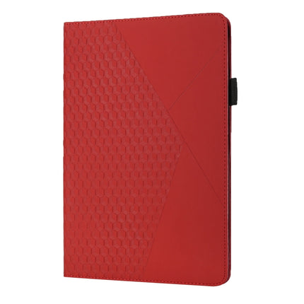 For Samsung Tab A 8.0 2019 T290/T295/T297 Rhombus Skin Feel Horizontal Flip Tablet Leather Case with Card Slots & Holder(Red)-garmade.com