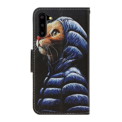 For Galaxy Note 10 3D Colored Drawing Horizontal Flip PU Leather Case with Holder & Card Slots & Wallet(Down Jacket Cat)-garmade.com