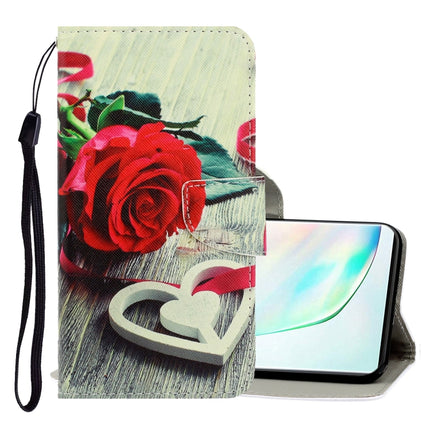 For Galaxy Note 10 3D Colored Drawing Horizontal Flip PU Leather Case with Holder & Card Slots & Wallet(Red Rose)-garmade.com