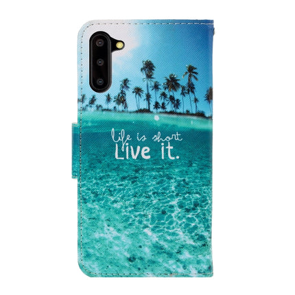 For Galaxy Note 10 3D Colored Drawing Horizontal Flip PU Leather Case with Holder & Card Slots & Wallet(Coconut Tree)-garmade.com