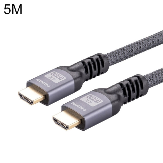 HDMI 2.0 Male to HDMI 2.0 Male 4K Ultra-HD Braided Adapter Cable, Cable Length:5m(Grey)-garmade.com