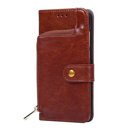 For Samsung Galaxy S22+ 5G Zipper Bag PU + TPU Horizontal Flip Leather Case with Holder & Card Slot & Wallet & Lanyard(Brown)-garmade.com