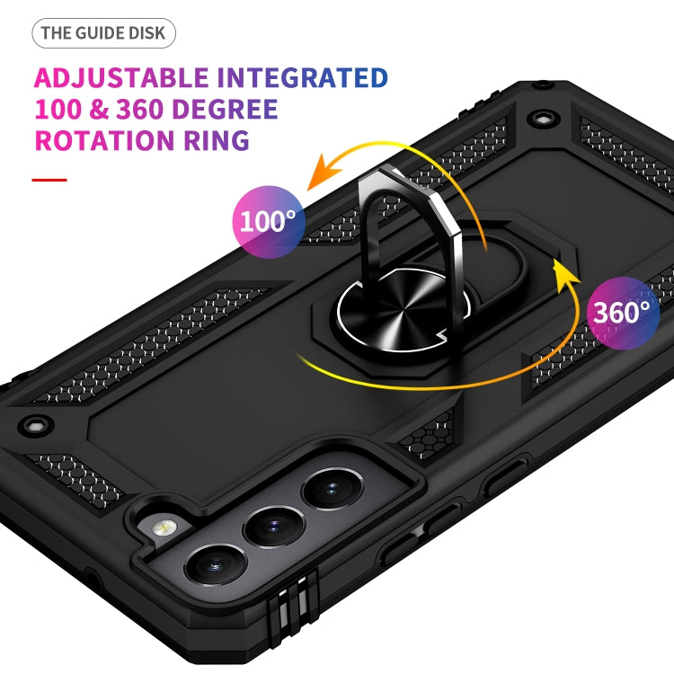 For Samaung Galaxy S22 5G Shockproof TPU + PC Protective Case with 360 Degree Rotating Holder(Black)-garmade.com