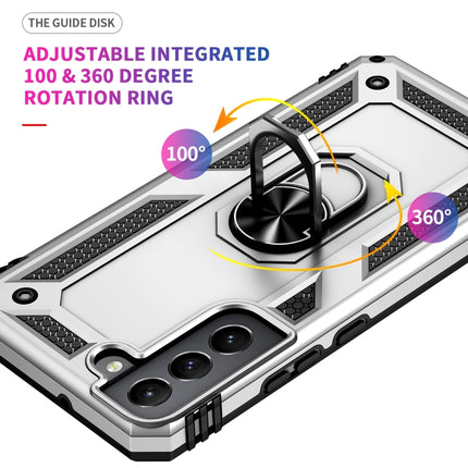 For Samaung Galaxy S22+ 5G Shockproof TPU + PC Protective Case with 360 Degree Rotating Holder(Silver)-garmade.com