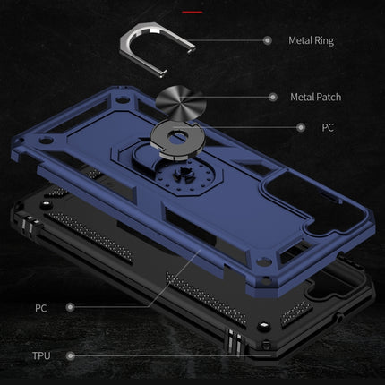 For Samaung Galaxy S22+ 5G Shockproof TPU + PC Protective Case with 360 Degree Rotating Holder(Blue)-garmade.com