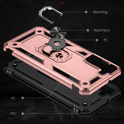 For Samaung Galaxy S22+ 5G Shockproof TPU + PC Protective Case with 360 Degree Rotating Holder(Rose Gold)-garmade.com