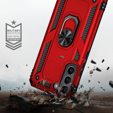 For Samaung Galaxy S22+ 5G Shockproof TPU + PC Protective Case with 360 Degree Rotating Holder(Red)-garmade.com