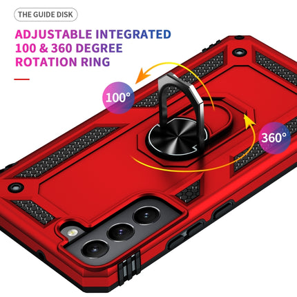For Samaung Galaxy S22+ 5G Shockproof TPU + PC Protective Case with 360 Degree Rotating Holder(Red)-garmade.com