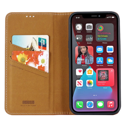 GEBEI PU+TPU Horizontal Flip Protective Case with Holder & Card Slots For iPhone 13 Pro(Brown)-garmade.com