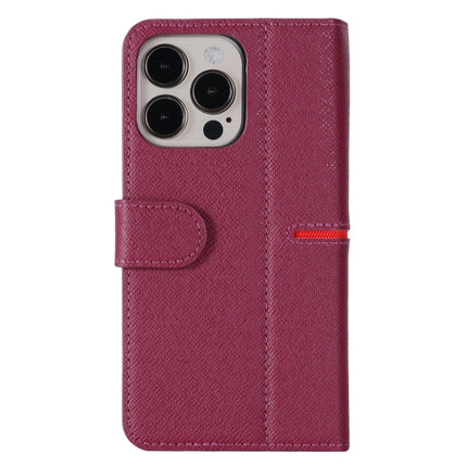 GEBEI Top-grain Leather Horizontal Flip Protective Case with Holder & Card Slots & Wallet & Photo Frame For iPhone 13 Pro(Red Wine)-garmade.com