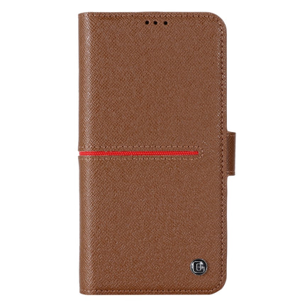 GEBEI Top-grain Leather Horizontal Flip Protective Case with Holder & Card Slots & Wallet & Photo Frame For iPhone 13 Pro(Brown)-garmade.com