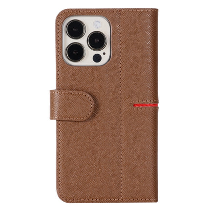 GEBEI Top-grain Leather Horizontal Flip Protective Case with Holder & Card Slots & Wallet & Photo Frame For iPhone 13 Pro(Brown)-garmade.com