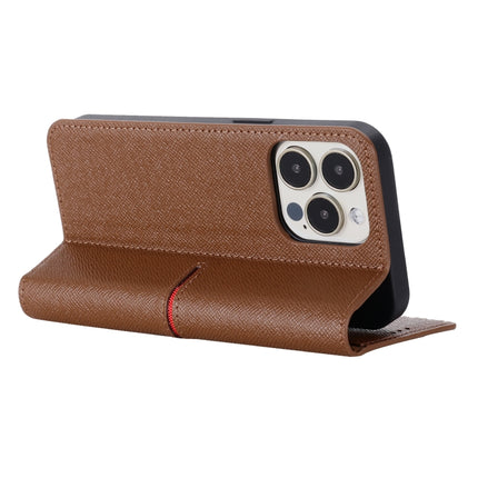 GEBEI Top-grain Leather Horizontal Flip Protective Case with Holder & Card Slots & Wallet & Photo Frame For iPhone 13 Pro(Brown)-garmade.com