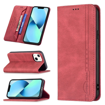Magnetic RFID Blocking Anti-Theft Leather Case with Holder & Card Slots & Wallet For iPhone 13 mini(Red)-garmade.com