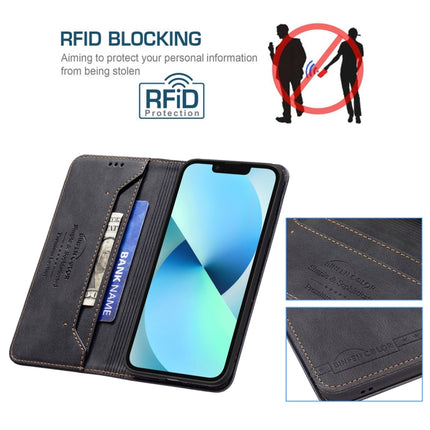 Magnetic RFID Blocking Anti-Theft Leather Case with Holder & Card Slots & Wallet For iPhone 13 mini(Black)-garmade.com