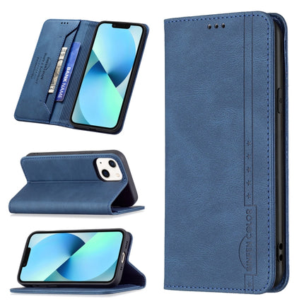 Magnetic RFID Blocking Anti-Theft Leather Case with Holder & Card Slots & Wallet For iPhone 13 mini(Blue)-garmade.com