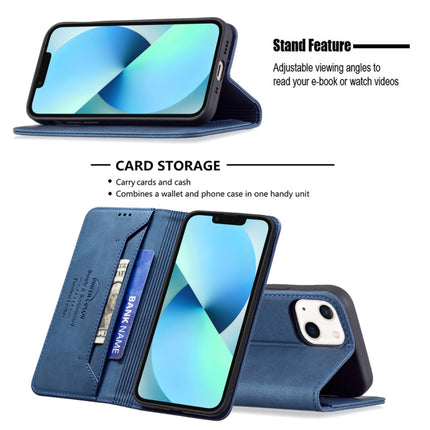 Magnetic RFID Blocking Anti-Theft Leather Case with Holder & Card Slots & Wallet For iPhone 13 mini(Blue)-garmade.com