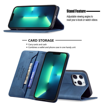 Magnetic RFID Blocking Anti-Theft Leather Case with Holder & Card Slots & Wallet For iPhone 13 Pro(Blue)-garmade.com