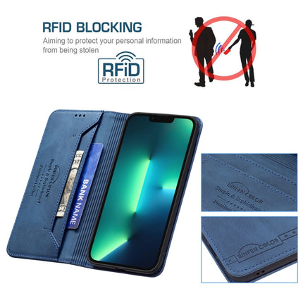 Magnetic RFID Blocking Anti-Theft Leather Case with Holder & Card Slots & Wallet For iPhone 13 Pro(Blue)-garmade.com