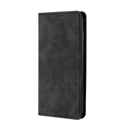 For Samaung Galaxy S22+ 5G Skin Feel Magnetic Horizontal Flip Leather Case with Holder & Card Slots(Black)-garmade.com