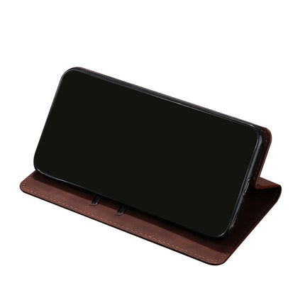 For Samaung Galaxy S22+ 5G Skin Feel Magnetic Horizontal Flip Leather Case with Holder & Card Slots(Dark Brown)-garmade.com