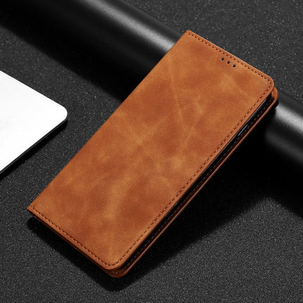 For Samaung Galaxy S22+ 5G Skin Feel Magnetic Horizontal Flip Leather Case with Holder & Card Slots(Light Brown)-garmade.com