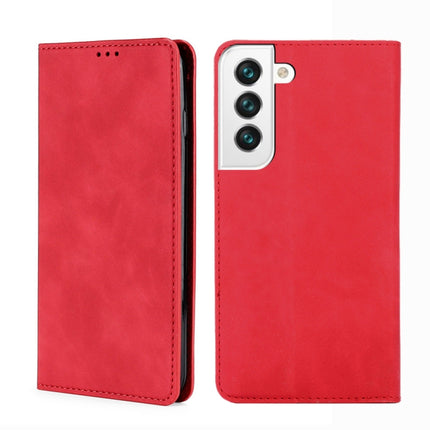 For Samaung Galaxy S22+ 5G Skin Feel Magnetic Horizontal Flip Leather Case with Holder & Card Slots(Red)-garmade.com