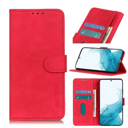 For Samsung Galaxy S22+ 5G KHAZNEH Retro Texture PU + TPU Horizontal Flip Leather Case with Holder & Card Slots & Wallet(Red)-garmade.com
