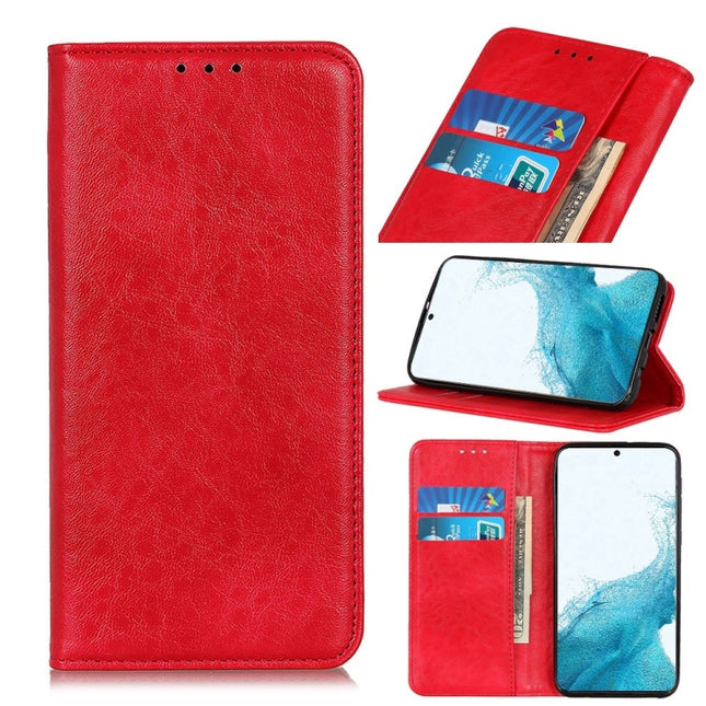 For Samsung Galaxy S22+ 5G Magnetic Crazy Horse Texture Horizontal Flip Leather Case with Holder & Card Slots & Wallet(Red)-garmade.com