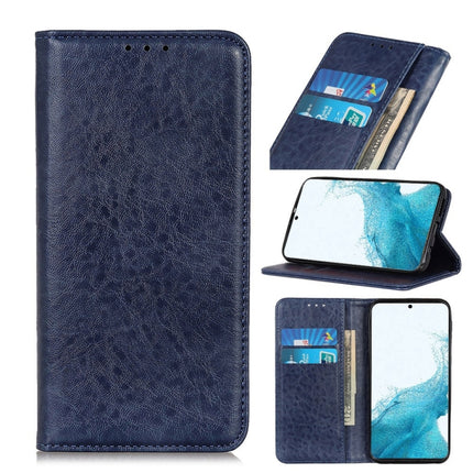 For Samsung Galaxy S22+ 5G Magnetic Crazy Horse Texture Horizontal Flip Leather Case with Holder & Card Slots & Wallet(Blue)-garmade.com