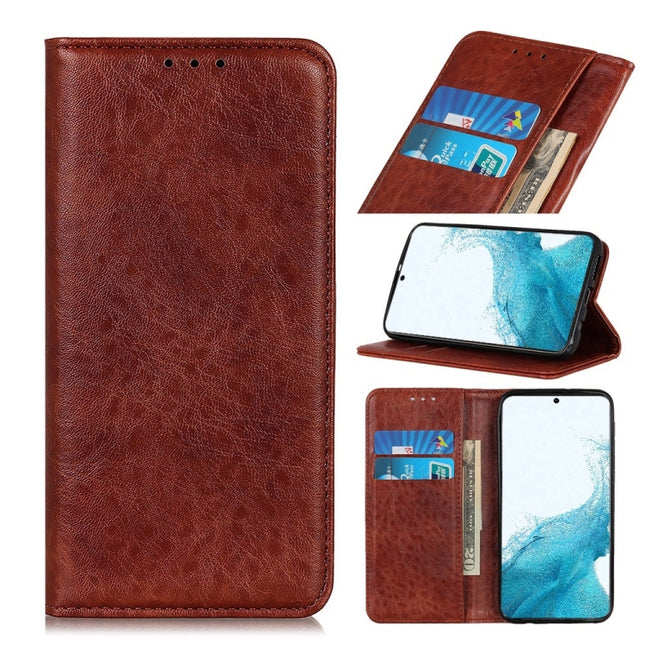 For Samsung Galaxy S22+ 5G Magnetic Crazy Horse Texture Horizontal Flip Leather Case with Holder & Card Slots & Wallet(Brown)-garmade.com