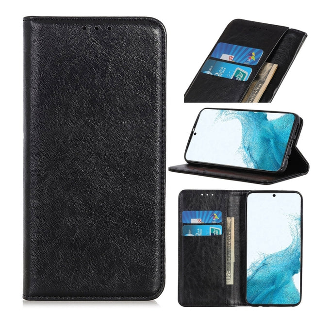 For Samsung Galaxy S22+ 5G Magnetic Crazy Horse Texture Horizontal Flip Leather Case with Holder & Card Slots & Wallet(Black)-garmade.com
