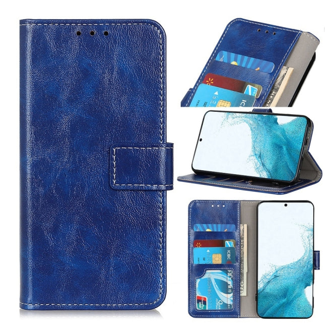 For Samsung Galaxy S22+ 5G Retro Crazy Horse Texture Horizontal Flip Leather Case with Holder & Card Slots & Photo Frame & Wallet(Blue)-garmade.com