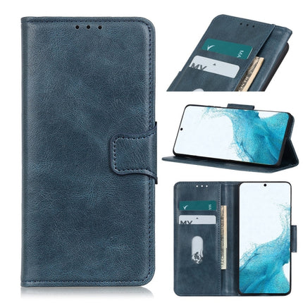For Samsung Galaxy S22+ 5G Mirren Crazy Horse Texture Horizontal Flip Leather Case with Holder & Card Slots & Wallet(Blue)-garmade.com