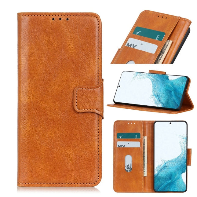 For Samsung Galaxy S22+ 5G Mirren Crazy Horse Texture Horizontal Flip Leather Case with Holder & Card Slots & Wallet(Brown)-garmade.com
